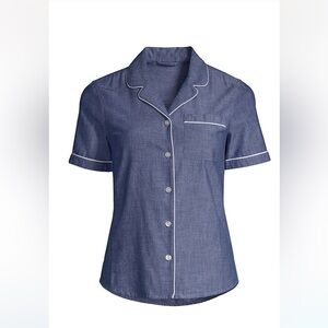 Women's Plus Size Short Sleeve Cotton Poplin Pajama Shirt washed n worn 1 time